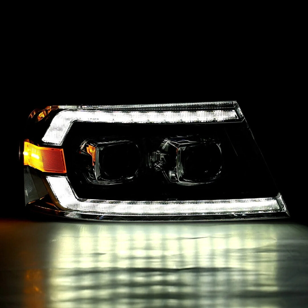 AlphaRex 04-08 Ford F150 06-08 Lincoln Mark LT PRO-Series Halogen Projector Headlights Black (6)