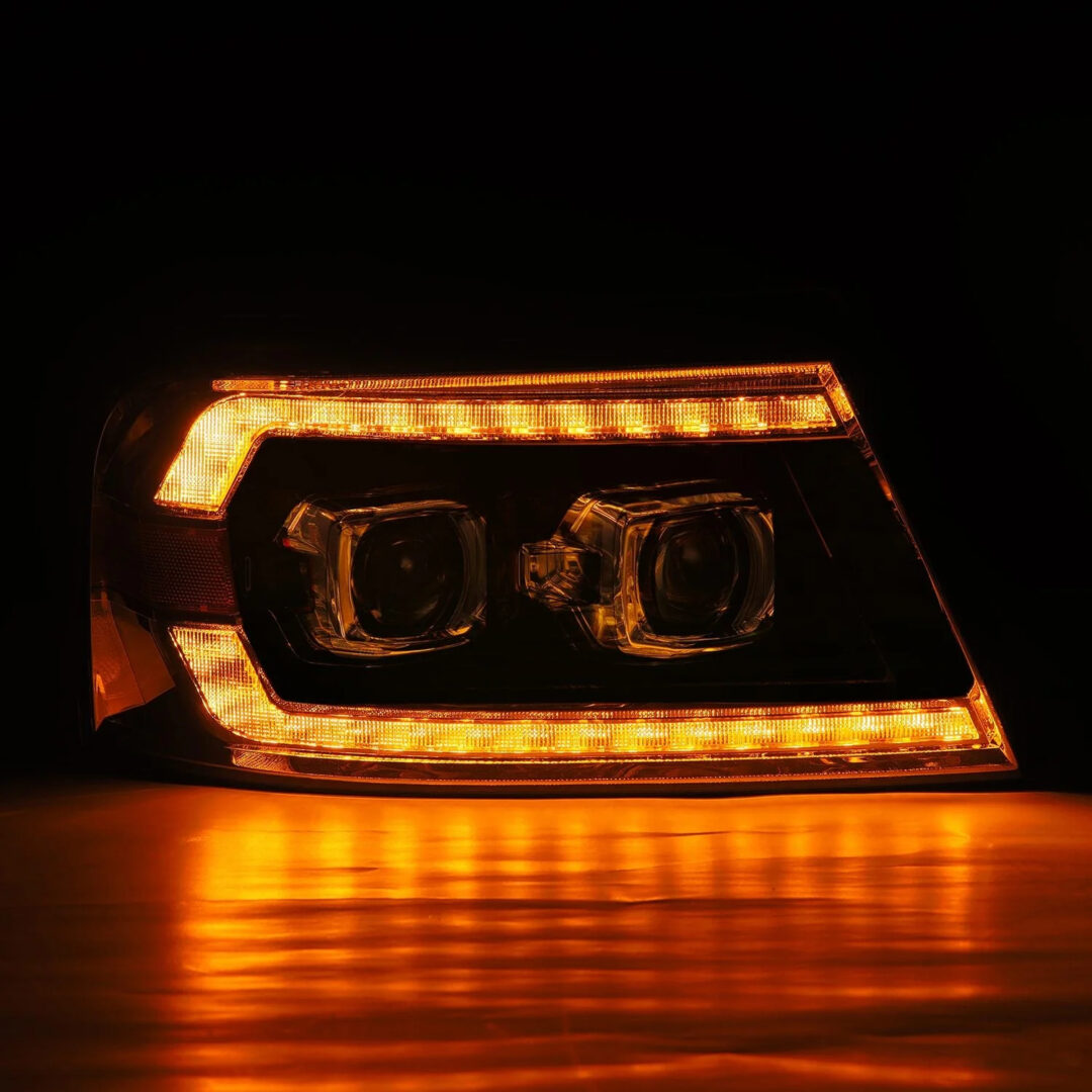 AlphaRex 04-08 Ford F150 06-08 Lincoln Mark LT PRO-Series Halogen Projector Headlights Black (7)
