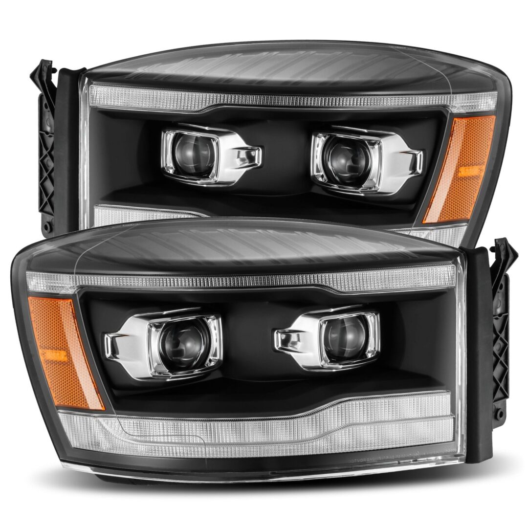 AlphaRex 06-08 Dodge Ram LUXX-Series LED Projector Headlights Black (2)