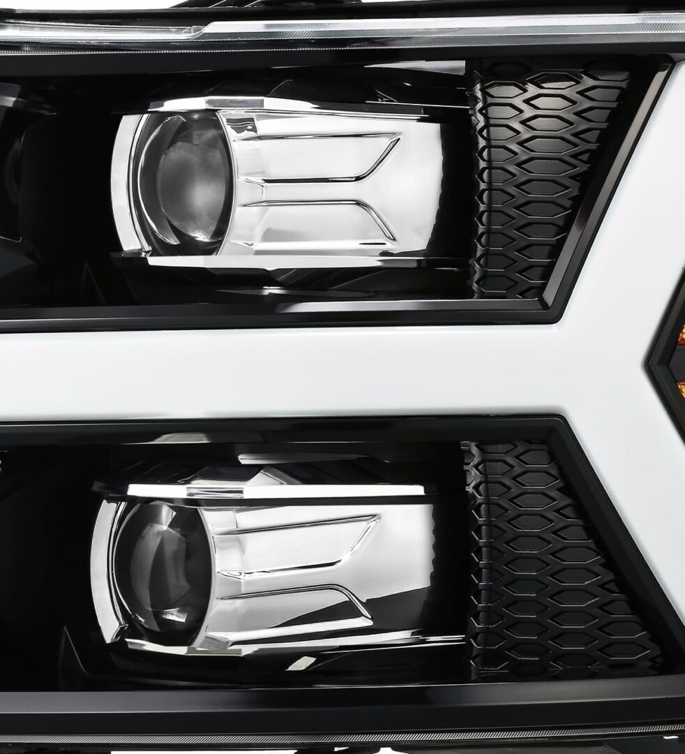 AlphaRex 07-13 Chevrolet Silverado LUXX-Series LED Projector Headlights Jet Black (6)