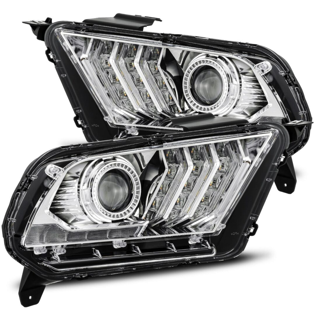 AlphaRex 10-12 Ford Mustang LUXX-Series LED Projector Headlights Chrome (2)