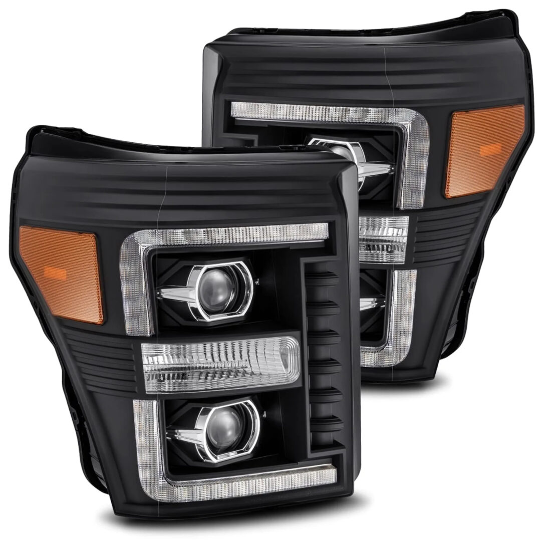 AlphaRex 11-16 Ford Super Duty PRO-Series Halogen Projector Headlights Black (3)