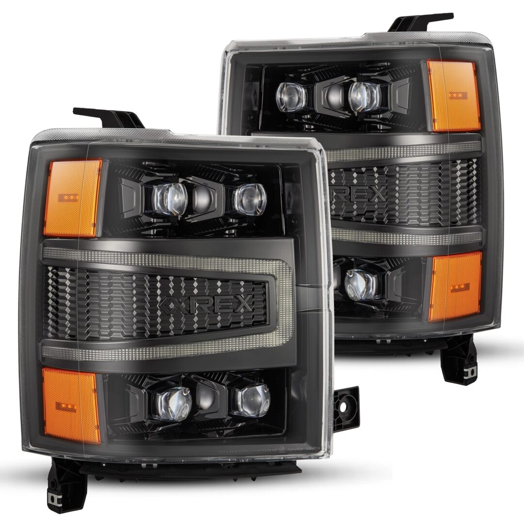 AlphaRex 14-15 Chevrolet Silverado NOVA-Series LED Projector Headlights Alpha-Black (1)