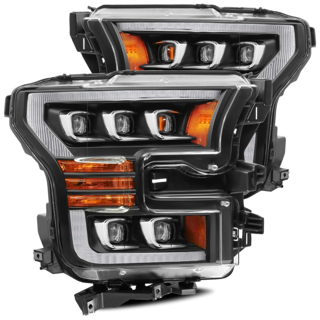 AlphaRex 15-17 Ford F150 17-20 F150 Raptor NOVA-Series LED Projector Headlights Black (3)