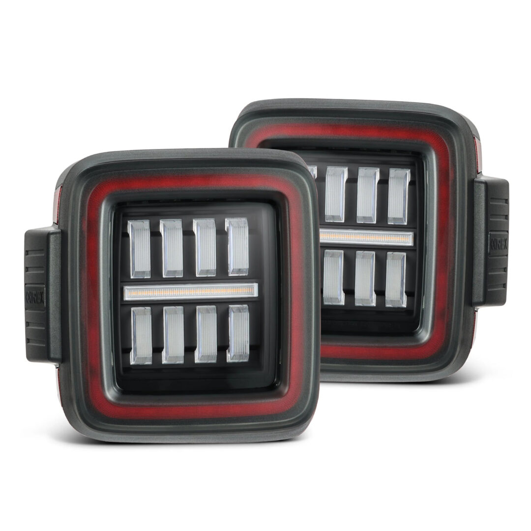 AlphaRex 18-25 Jeep Wrangler JL NOVA-Series Prismatic LED Tail Lights Black-Red (1)
