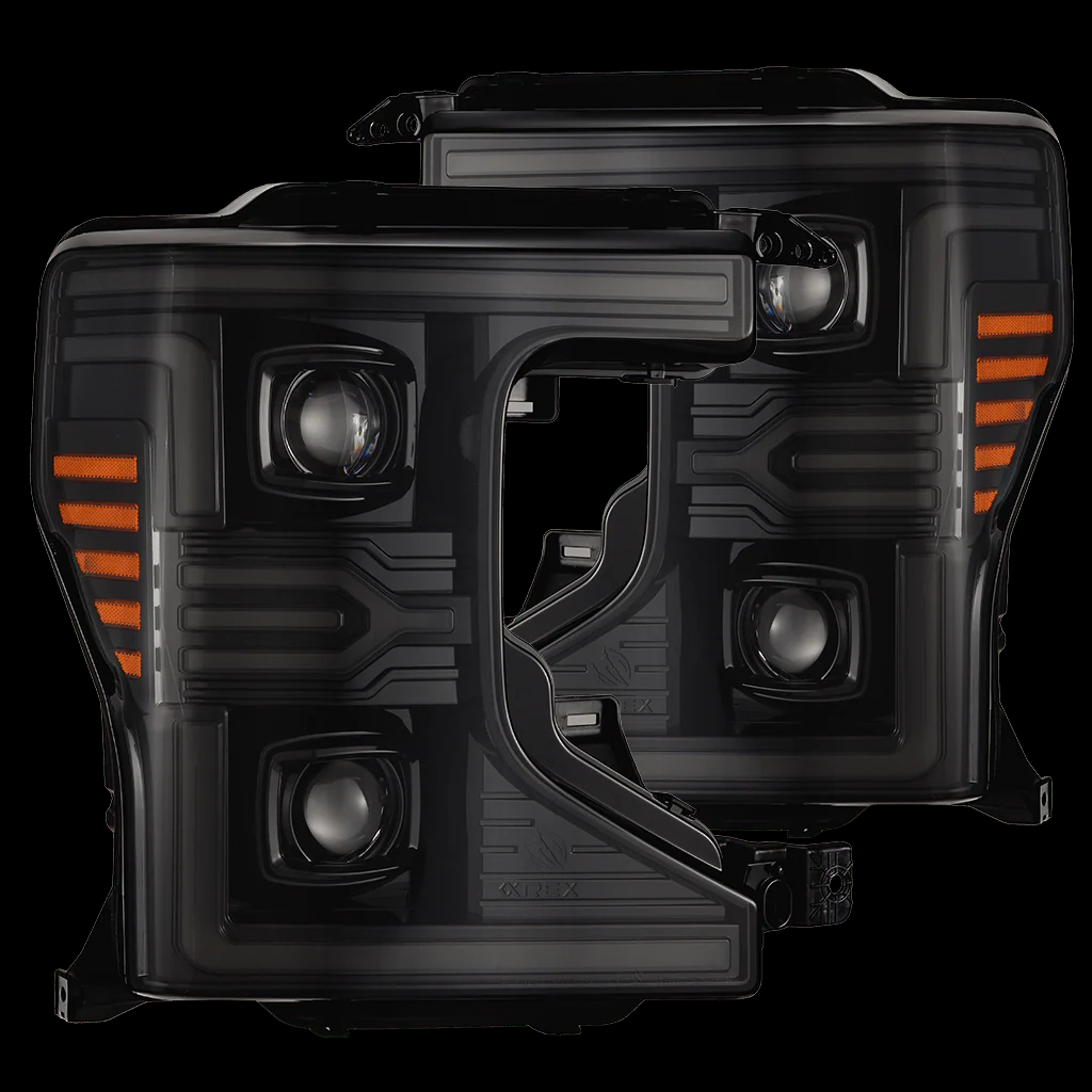AlphaRex 20-22 Ford Super Duty LUXX-Series LED Projector Headlights Alpha-Black (2)