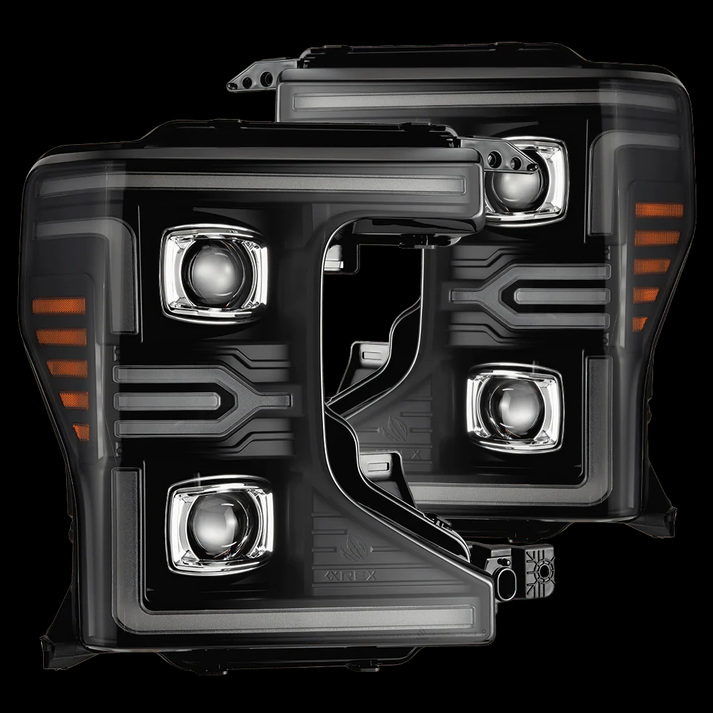 AlphaRex 20-22 Ford Super Duty LUXX-Series LED Projector Headlights Black (2)
