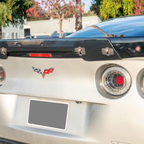 Alternative view of EOS Corvette C8 Z06 High Wing Spoiler Wicker Bill Extension