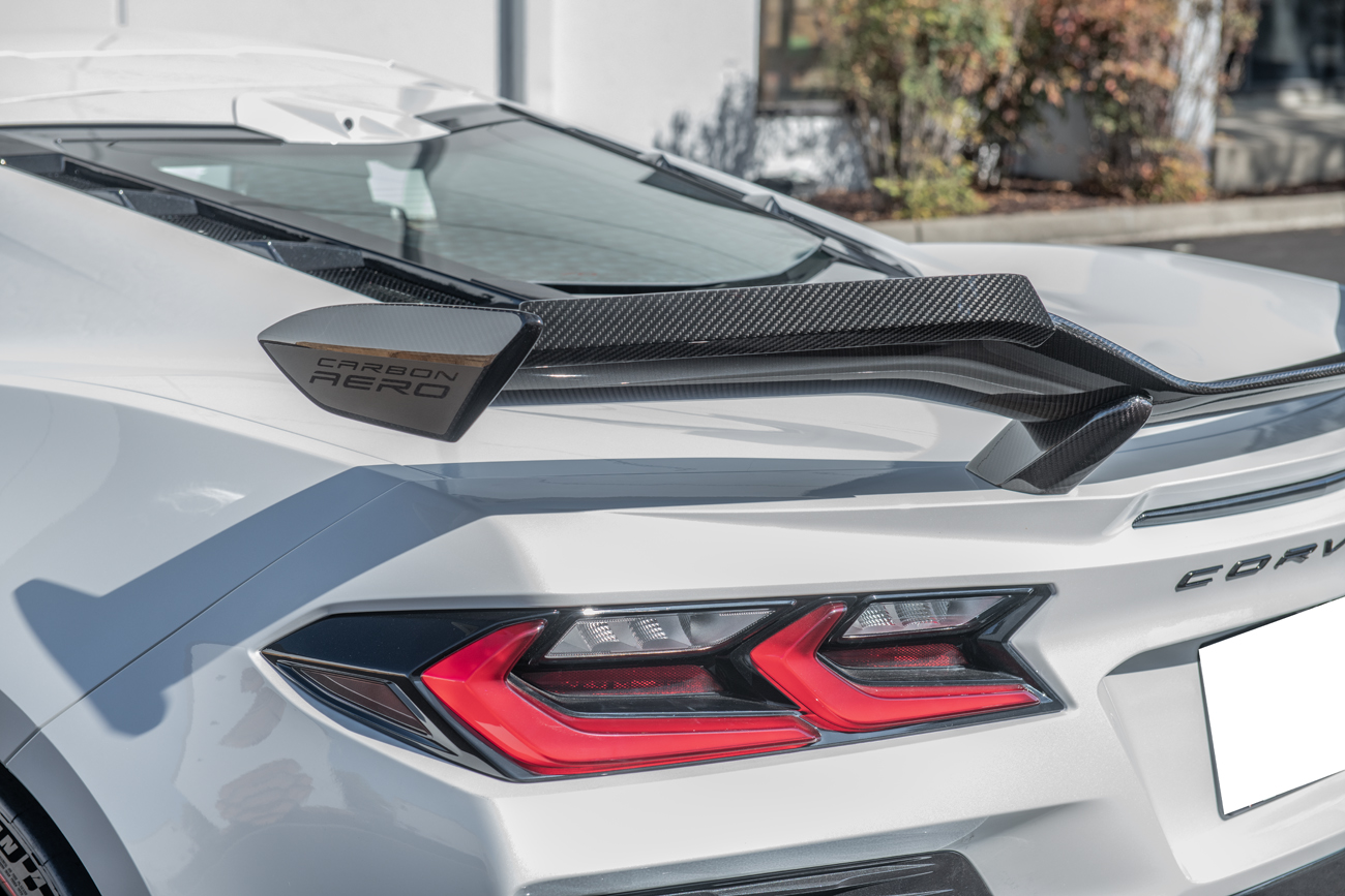 EOS Corvette C8 Z06 High Wing Spoiler Wicker Bill Extension Carbon Fiber (25)