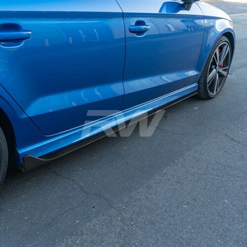 Alternative view of RW Carbon Audi 8v A3 S3 RS3 Carbon Fiber Side Skirt Extensions