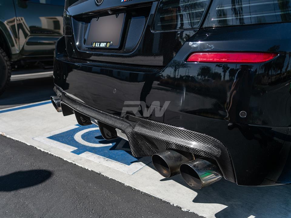 RW Carbon BMW F10 M Sport DTM Carbon Fiber Rear Diffuser - Image 5