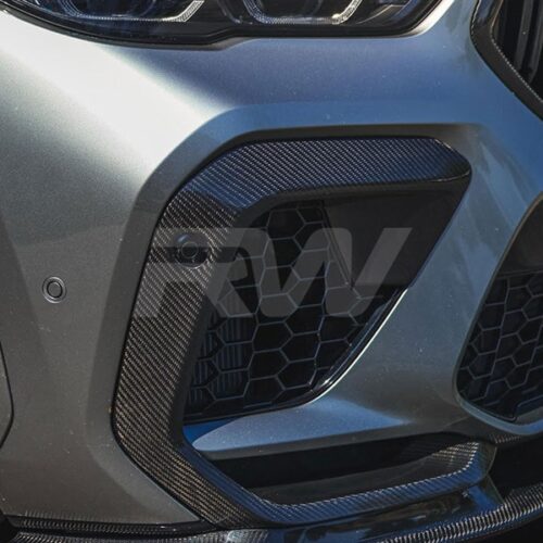 RW Carbon BMW F96 X6M Carbon Fiber Upper Bumper Splitters