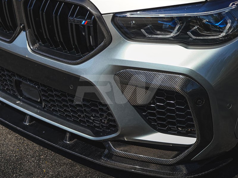 RW Carbon BMW F96 X6M Carbon Fiber Upper Bumper Splitters (2)