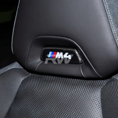 Alternative view of RW Carbon BMW M Carbon Fiber Seat Emblem Cover