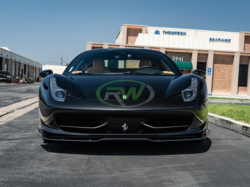 RW Carbon Ferrari 458 Carbon Fiber Front Lip Spoiler - Image 3