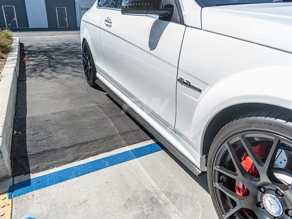 RW Carbon Mercedes W204 C63 Carbon Fiber Side Skirt Extensions (1)