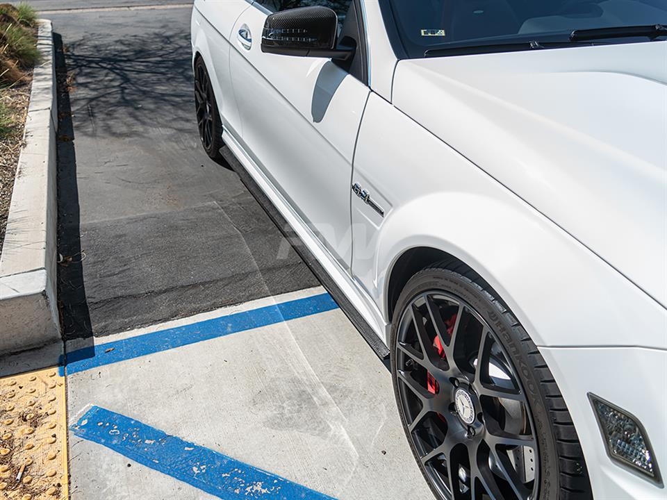 RW Carbon Mercedes W204 C63 Carbon Fiber Side Skirt Extensions (3)