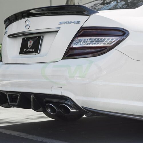 Alternative view of RW Carbon Mercedes W204 Carbon Fiber Rear Bumper Splitters