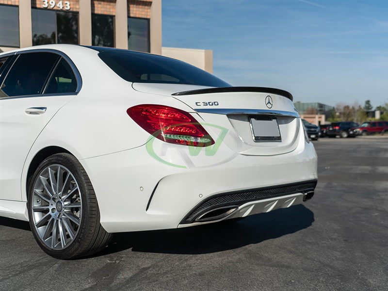 RW Carbon Mercedes W205 AMG Style Carbon Fiber Trunk Spoiler - Image 2