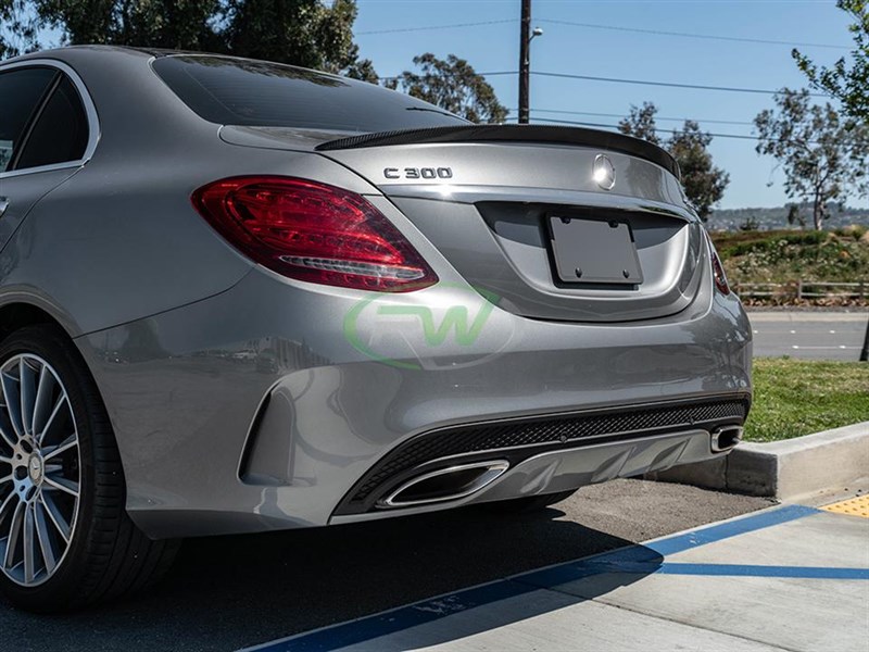 RW Carbon Mercedes W205 AMG Style Carbon Fiber Trunk Spoiler - Image 3