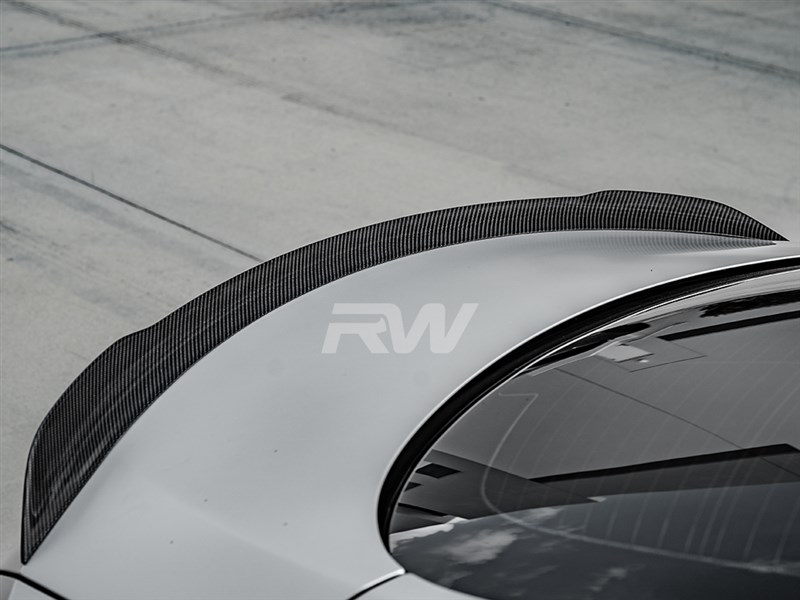 RW Carbon Mercedes W205 Coupe ED1 V2 Style CF Trunk Spoiler - Image 3