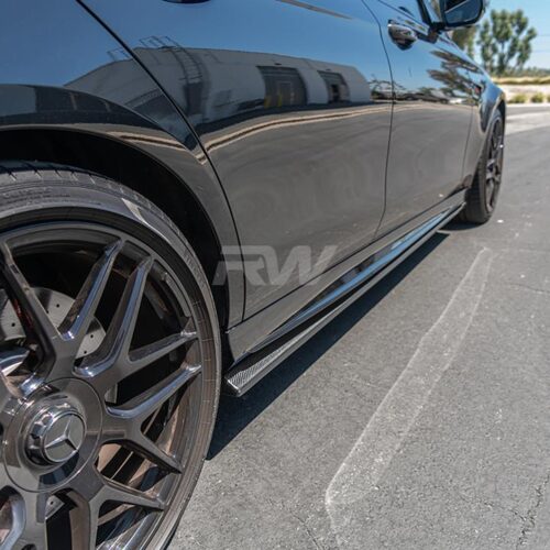 Alternative view of RW Carbon Mercedes W213 Carbon Fiber Side Skirt Extensions