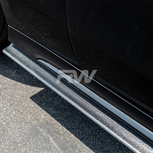 Alternative view of RW Carbon Mercedes W214 Carbon Fiber Side Skirt Extensions