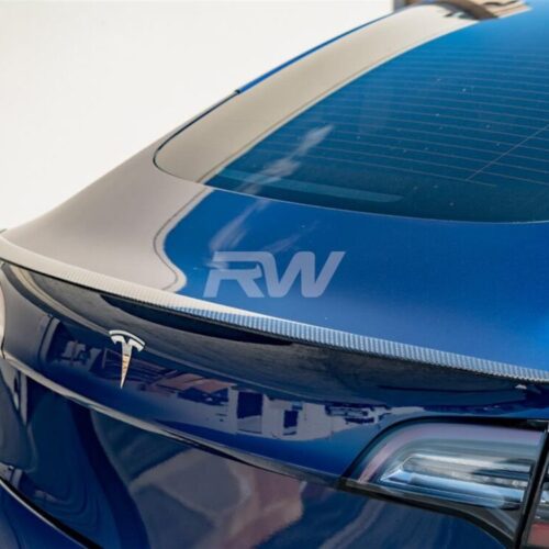 Alternative view of RW Carbon Tesla Model 3 Carbon Fiber Trunk Spoiler