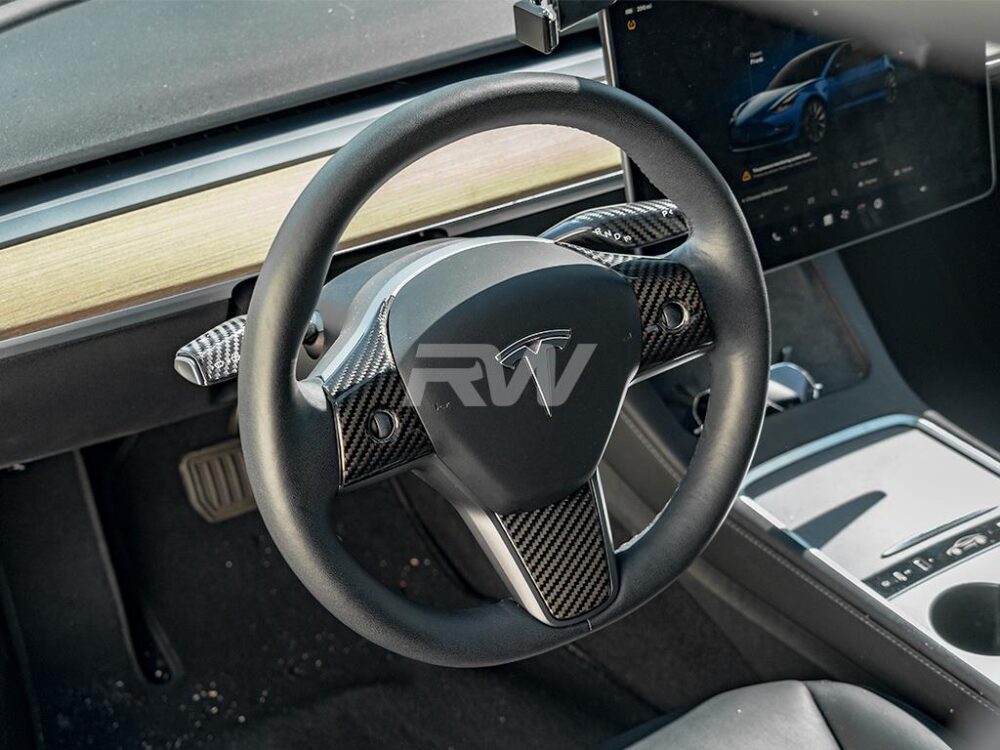 RW Carbon Tesla Model 3 _ Y Carbon Fiber Steering Wheel Trim