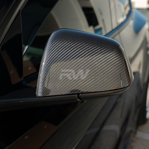 Alternative view of RW Carbon Tesla Model Y Carbon Fiber Mirror Covers