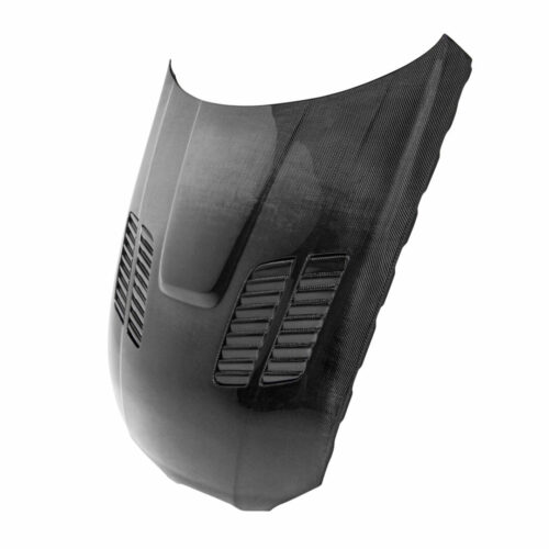 Alternative view of Seibon Carbon GTR-Style Carbon Fiber Hood for 2007-2010 BMW E92 2DR, pre LCI (Louvers are cosmetic - they do NOT vent air)