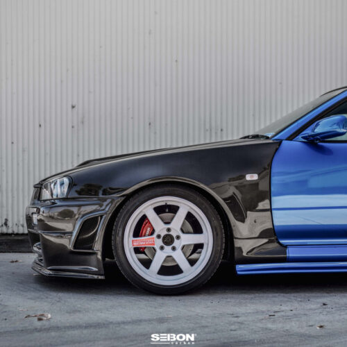 Alternative view of Seibon Carbon NSM-Style Carbon Fiber Fenders for 1999-2002 Nissan Skyline R34 GT-R