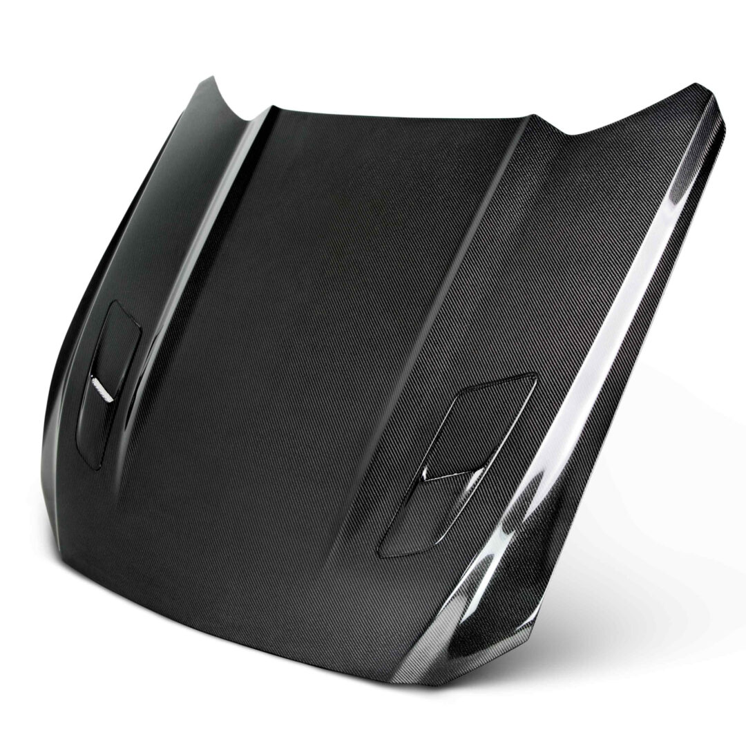 Seibon Carbon Type-OE (GT Style with Hood Vents) Double Sided Carbon Fiber Hood for 2015-2017 Ford Mustang AC-HD15FDMUGT-OE-DS