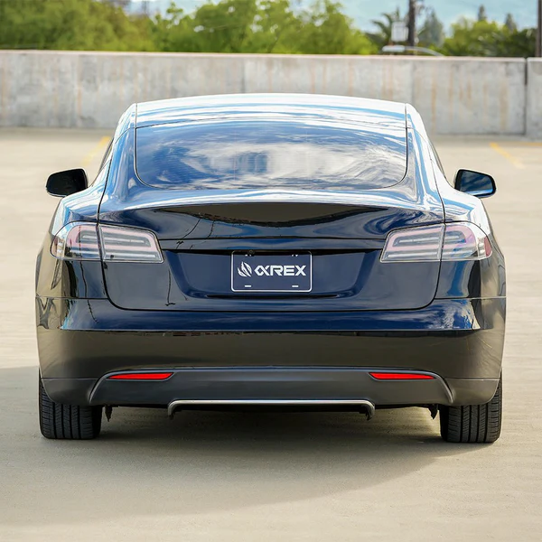 AlphaRex 12-21 Tesla Model S LUXX-Series LED Tail Lights Black Red With Black Trunk Center Piece Replacement 601130 20
