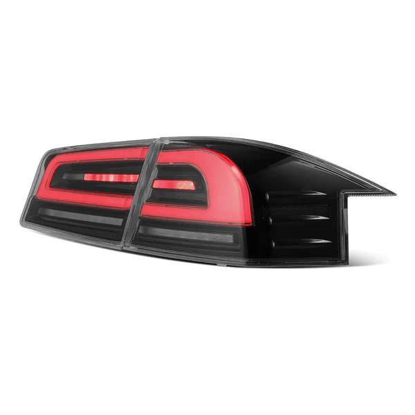 AlphaRex 12-21 Tesla Model S LUXX-Series LED Tail Lights Black Red With Black Trunk Center Piece Replacement 601130 5